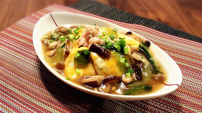 サカママレシピ ―カニとキノコの天津飯―