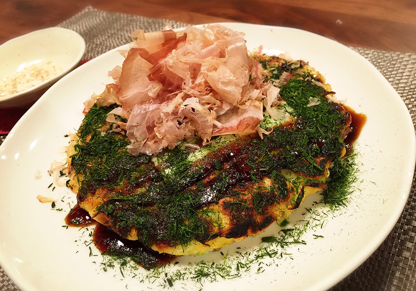 サカママレシピ ―桜エビと豆腐入のお好み焼き―