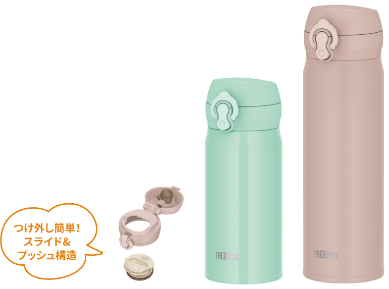 *飲み口 つけ外し簡単! スライド&プッシュ構造