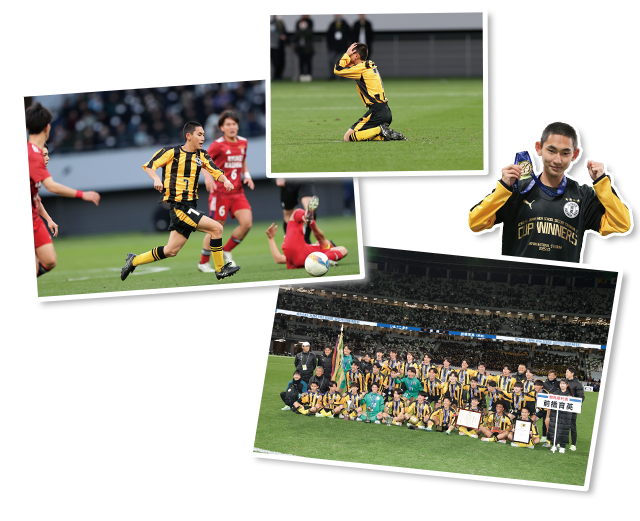 選手権決勝のPKを外してしまった白井選手。でもチームが優勝し、満面の笑顔に！